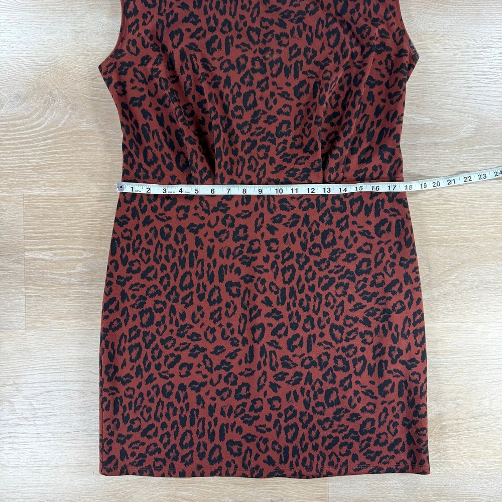 Nine West‎ Leopard Print Sleeveless Dress Brown Black Casual Mobwife Size L - Picture 5 of 8
